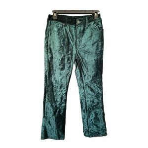 NWT Free People Women Velvet Slim Fit Straight Jeans Mid Rise Size 27 Dark Green